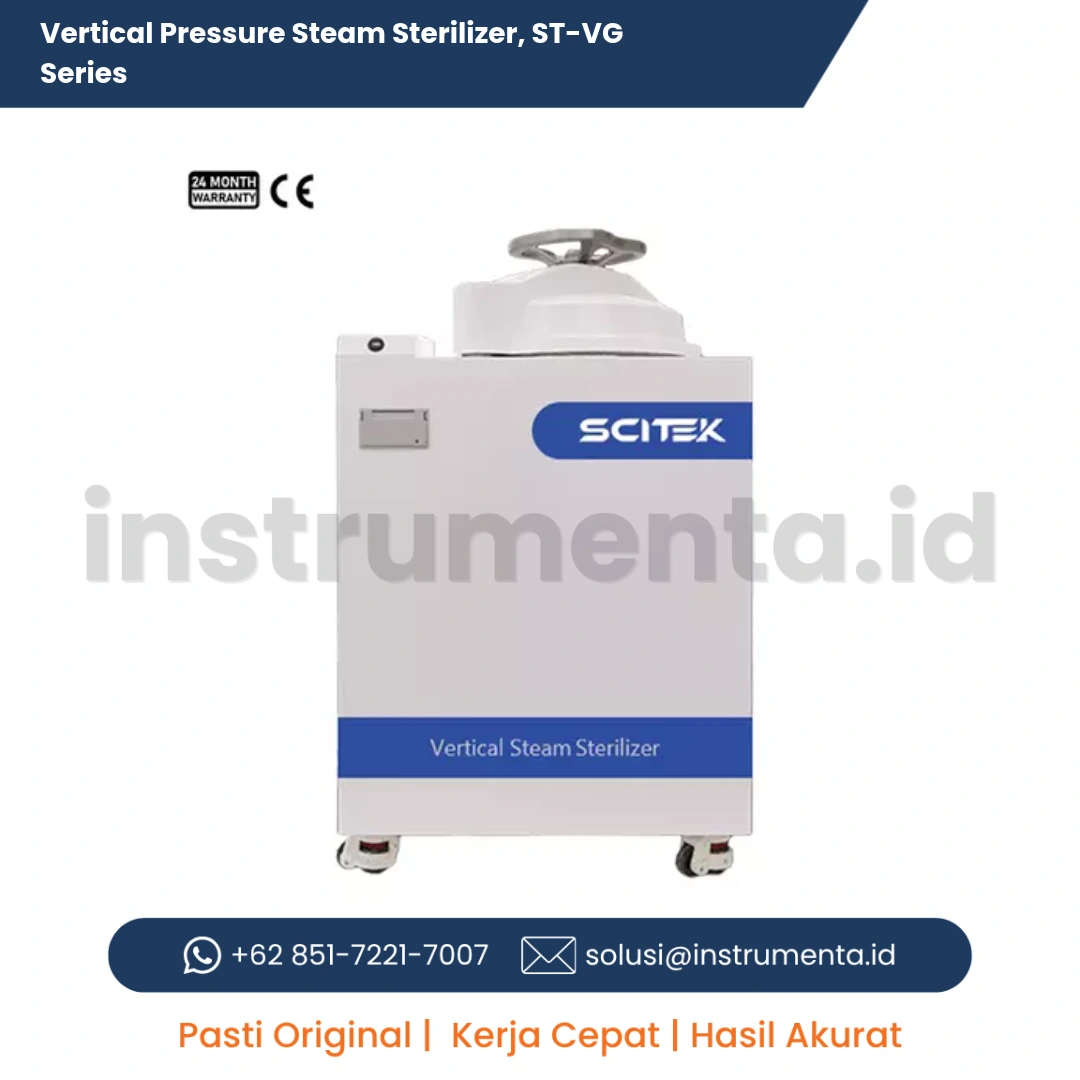 Official Supplier Vertical Pressure Steam Sterilizer Scitek ST-VG Series Autoclave Layar Sentuh dengan Mobile Probe dan Printer